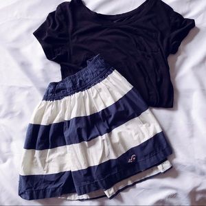 Hollister blue and white striped mini skirt